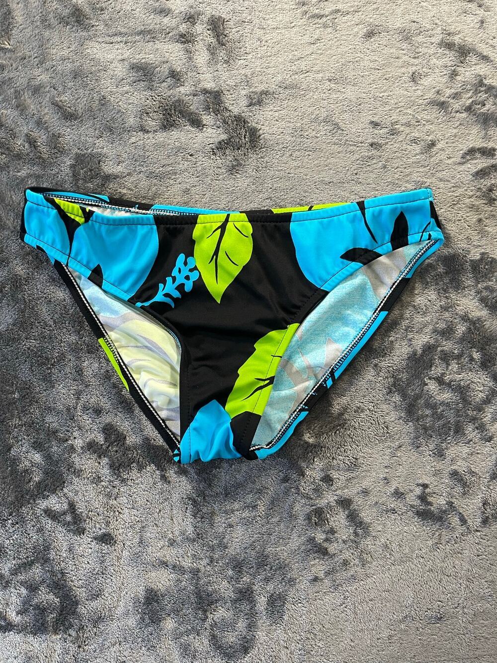 NWT Vintage Y2K Island Soul Blue Floral Hipster Bikini Bottom Small